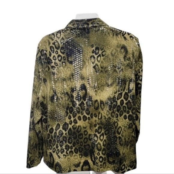 Exclusively Misook green leopard light jacket Size XL animal Print blazer - Picture 3 of 6